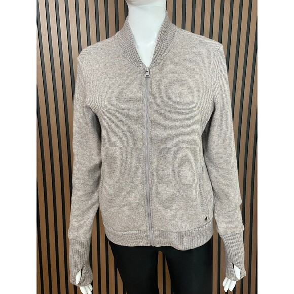 Mountain Hardwear Sarafin Women's Jacket Bomber Wool Knit  Zip M Brown Sweater - Picture 1 of 9